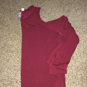 Open shoulder maroon sweater
